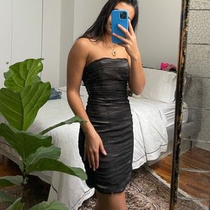 BB Dakota Strapless Mesh Ruched Dress